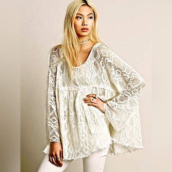 Free People Anthropologie Ripper and Torn Babydoll Tunic Cream Dress, Size XS/S - Picture 11 of 11